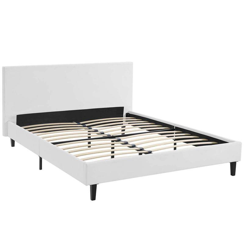 Anya Full Double White Faux Leather Upholstered Bed Frame