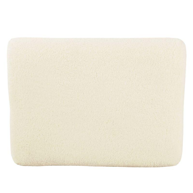 Small Decorative Ottoman Faux Sheepskin Cream - HomePop