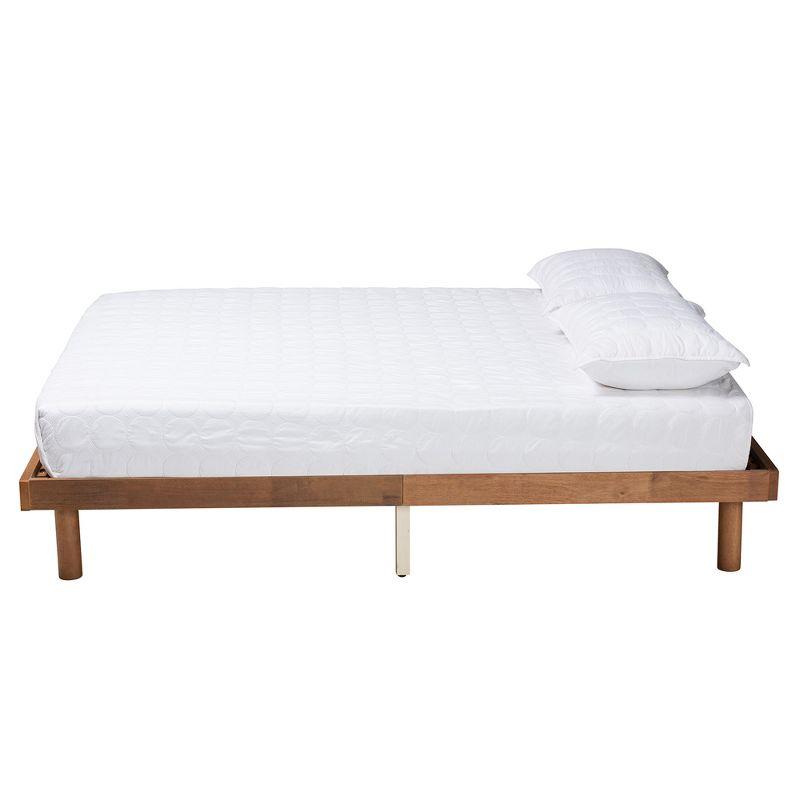 Winston Walnut Wood Full Size Platform Bed Frame with Tufted Upholstery