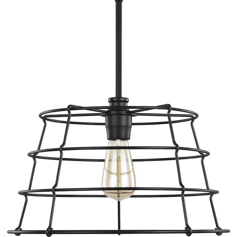 Progress Lighting Chambers 1-Light Pendant, Matte Black, Wire-Frame Shade