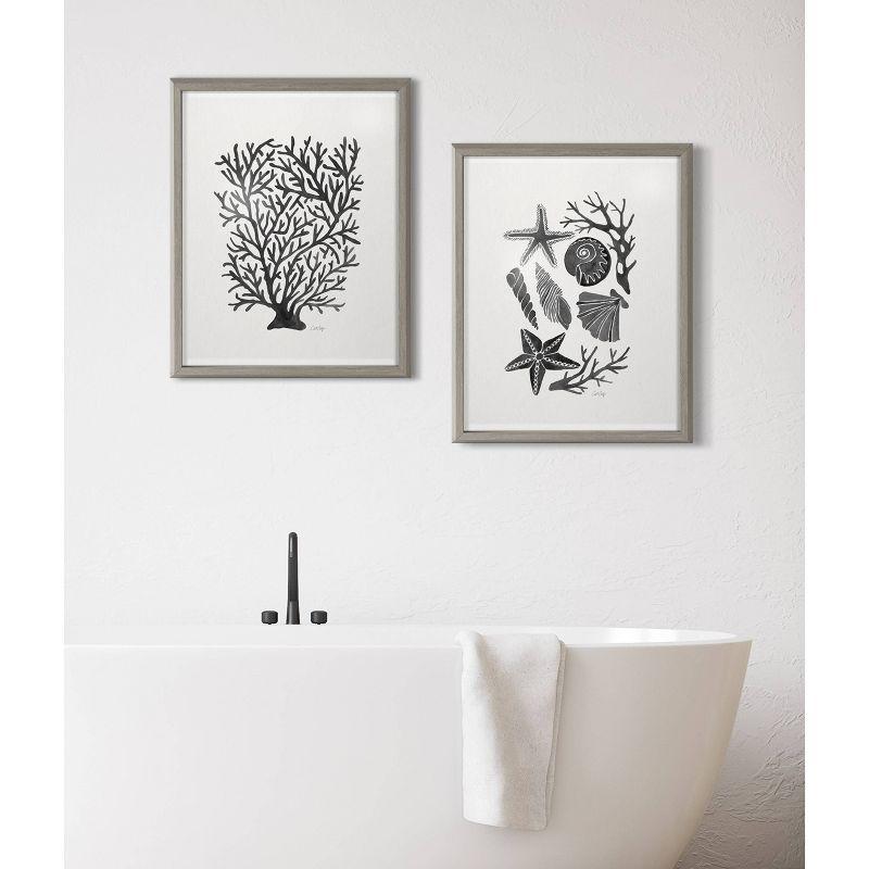 16" x 20" Blake Seashells Black by Cat Coquillette Framed Printed Glass Gray - Kate & Laurel All Things Decor