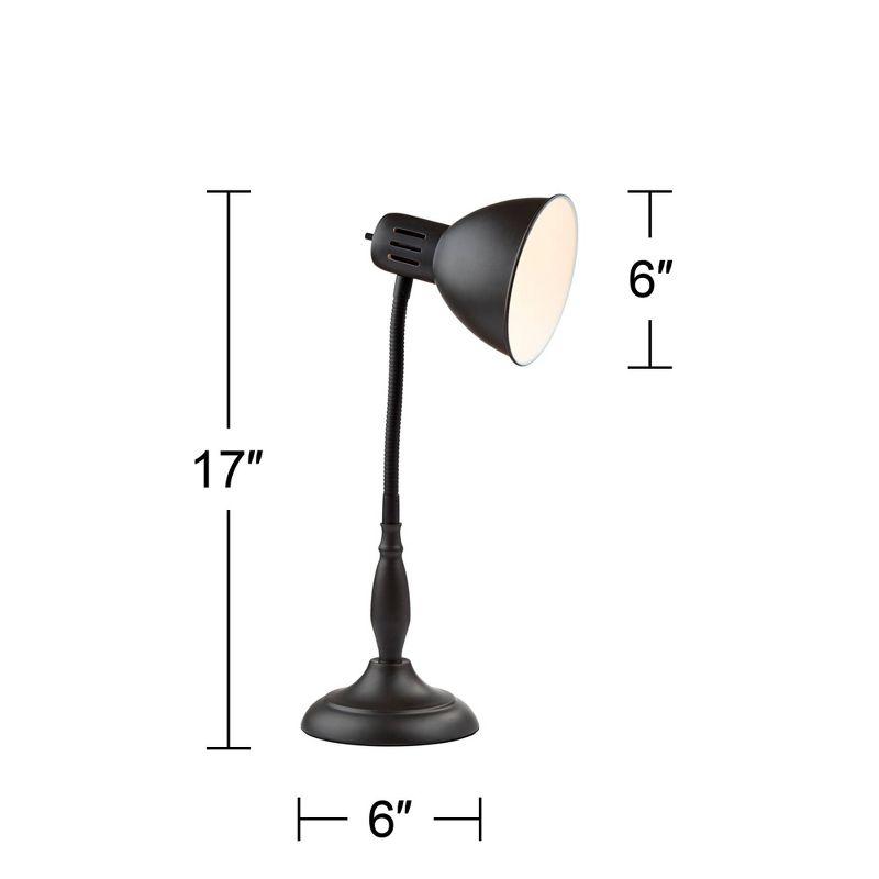 360 Lighting Breck Desk Table Lamp 17" High Dark Bronze Metal Adjustable Gooseneck Arm for Bedroom Bedside Nightstand Office Kids Family House Home