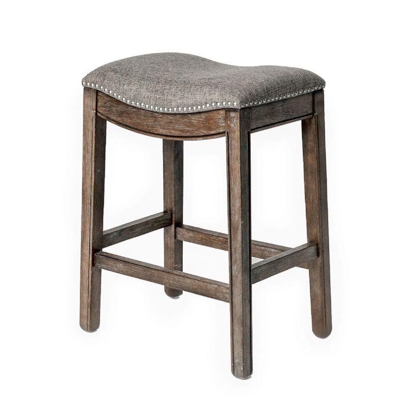 Maven Lane Adrien Backless Saddle Kitchen Counter Stool with Fabric Upholstery