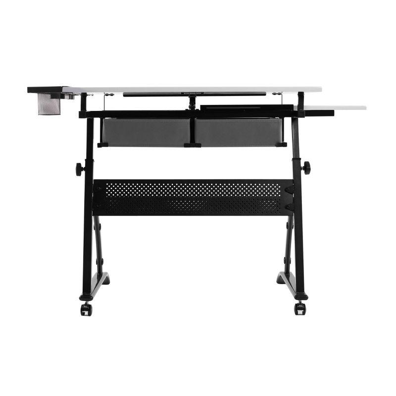 Core Drawing Table & Stool Set, Adjustable Art Desk with Storage, Charcoal Black/White - Studio Designs: Laminate Surface, Metal Frame