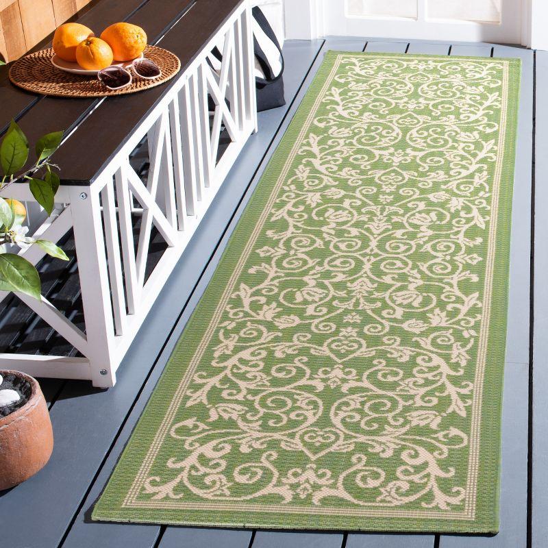 Courtyard CY2098 Power Loomed Indoor and Outdoor Runner Rug - Olive/Natural - 2'3"x10' - Safavieh