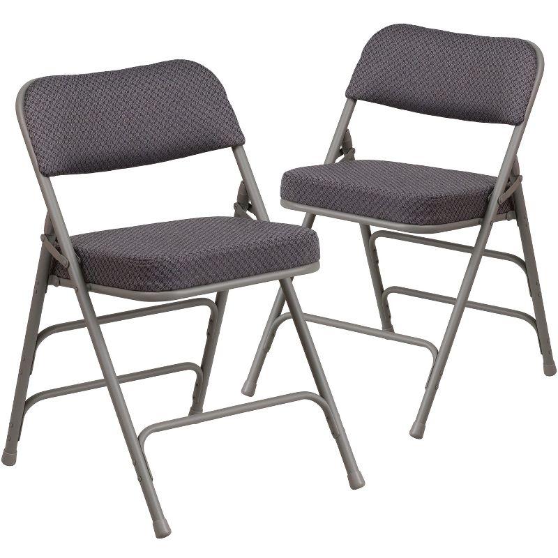 Ultra-Padded Gray Fabric Metal Folding Chair Set