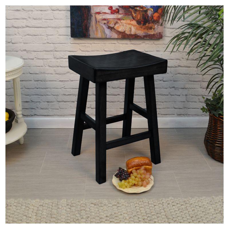 HomeRoots 25" Black Solid Wood Backless Counter Height Bar Chair