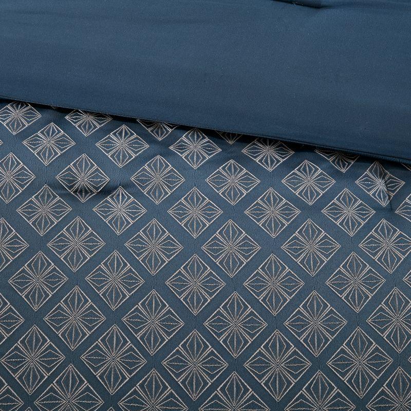 Navy Geometric Jacquard King/Cal King Duvet Cover Set