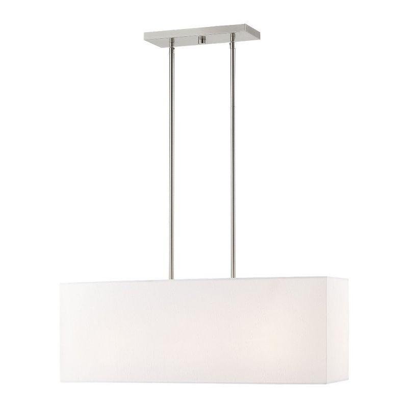 Summit Brushed Nickel 3-Light Linear Chandelier with Off-White Shade