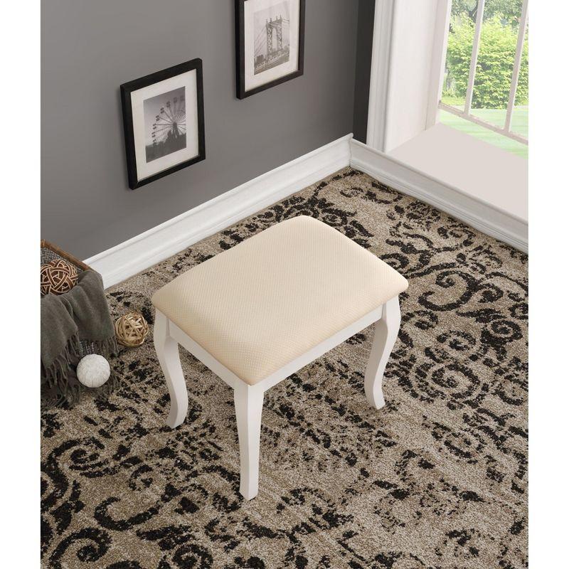Roundhill Furniture Ashley Wood Make-Up Vanity Table and Stool Set, White