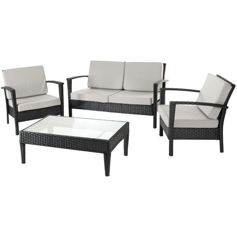 Watson 4-Piece Black and Gray Rattan Outdoor Set