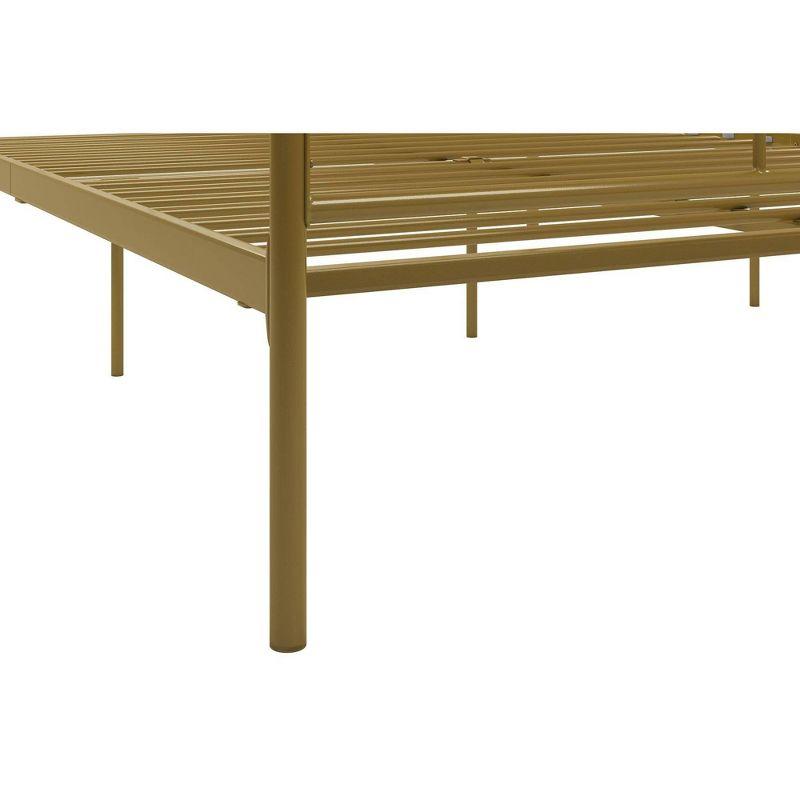 Elegant Gold Queen Metal Canopy Bed with Sophisticated Headboard