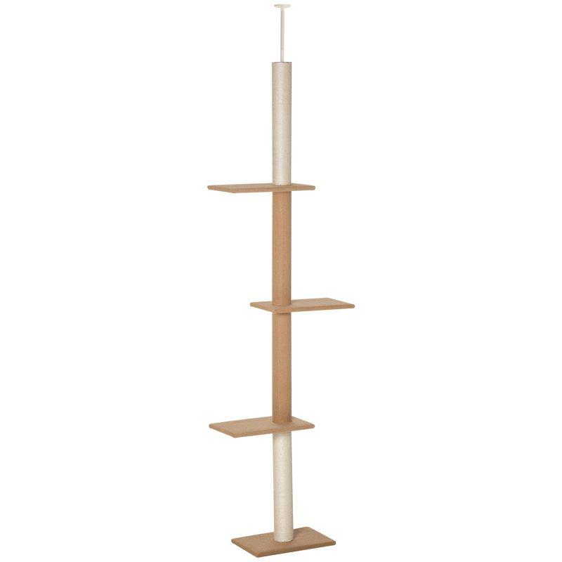 Light Brown Sisal Floor to Ceiling Cat Tree Tower