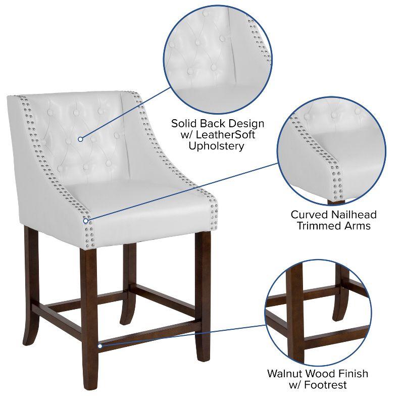 Merrick 32" White Faux Leather and Walnut Counter Stool