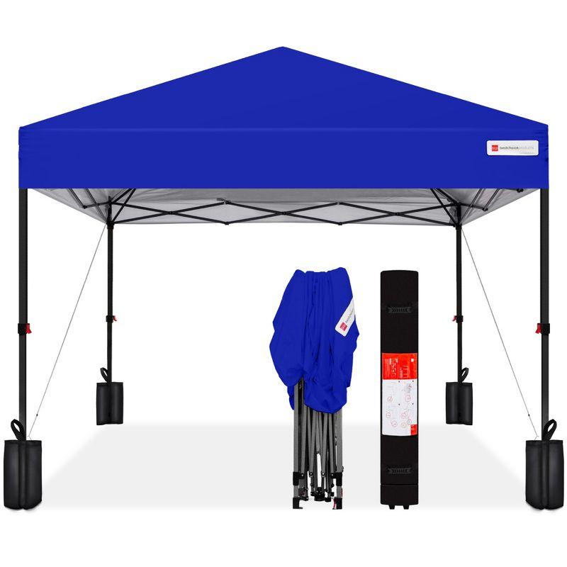 Best Choice Products 8x8ft Easy Setup Pop Up Canopy w/ 1-Button Setup, Wheeled Case, 4 Weight Bags