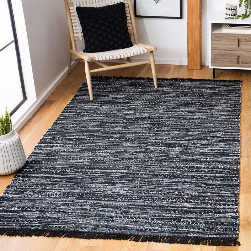 Rag Area Rug RAR121 Hand Woven Area Rug - Black - 5'x8' - Safavieh.