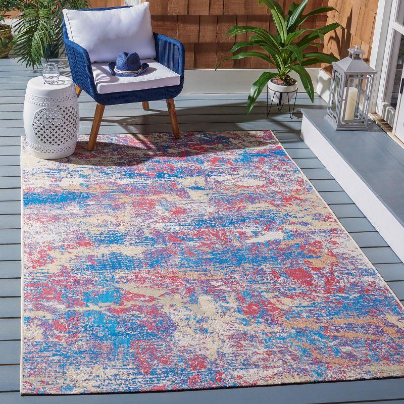 Coastal Breeze Easy-Care Blue Synthetic Reversible Area Rug