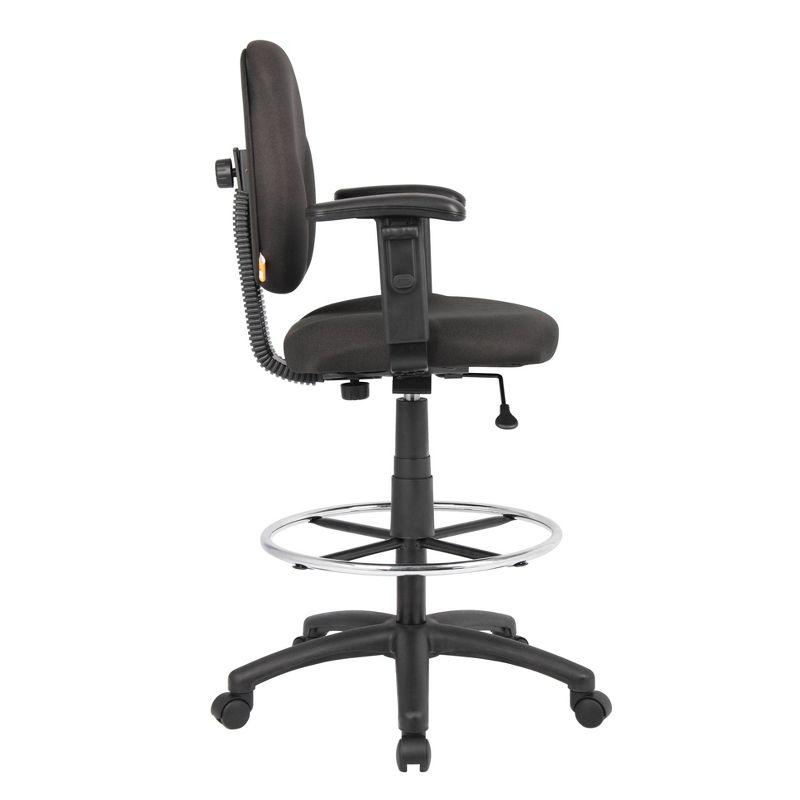 Drafting Stools with Adjustable Arms Black - Boss Office Products: Pneumatic Lift, 275lb Capacity, Nylon Base