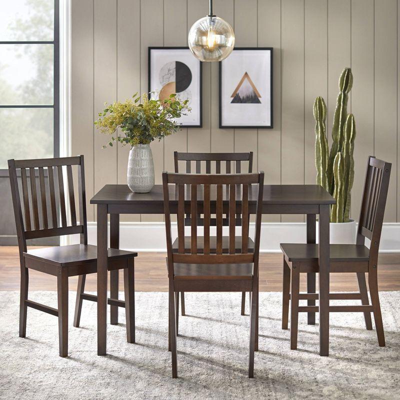 Espresso High Back Slat Wood Dining Chairs, Set of 4