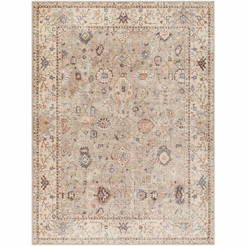 Handmade Gray Synthetic Rectangular Stain-Resistant Rug 5'3" x 7'