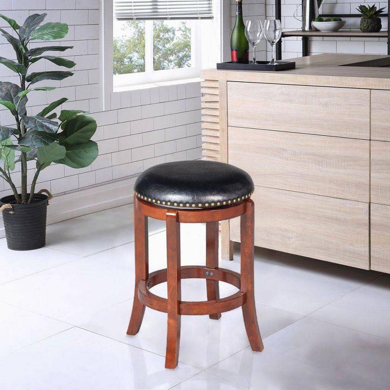 Cordova 24" Counter Height Barstool Cherry - Boraam: Swivel, Backless, Faux Leather, Wood Legs