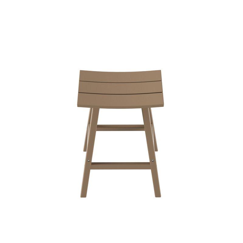 WestinTrends Malibu HDPE Outdoor Patio 29" Bar Stool Saddle Seat, Weathered Wood