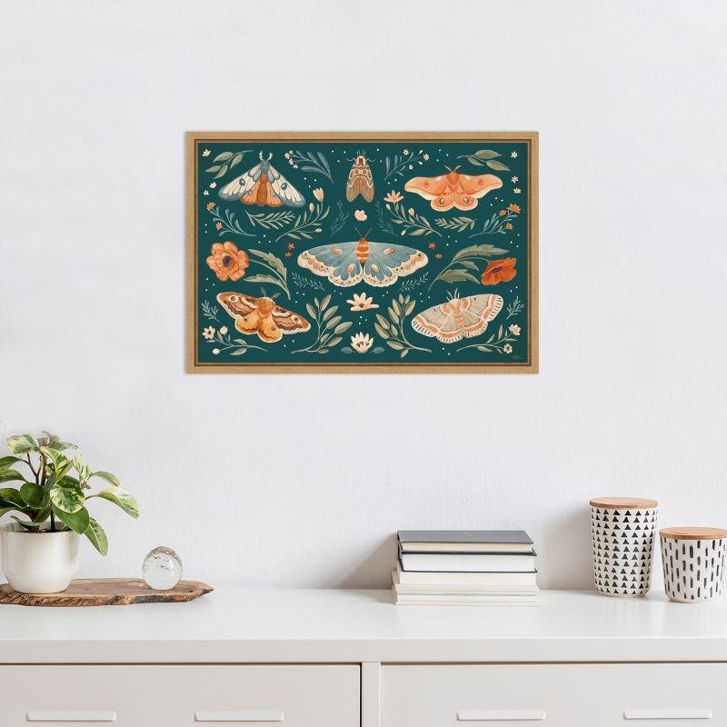 Winged Study Butterfly Folk Art Canvas Print with Frame