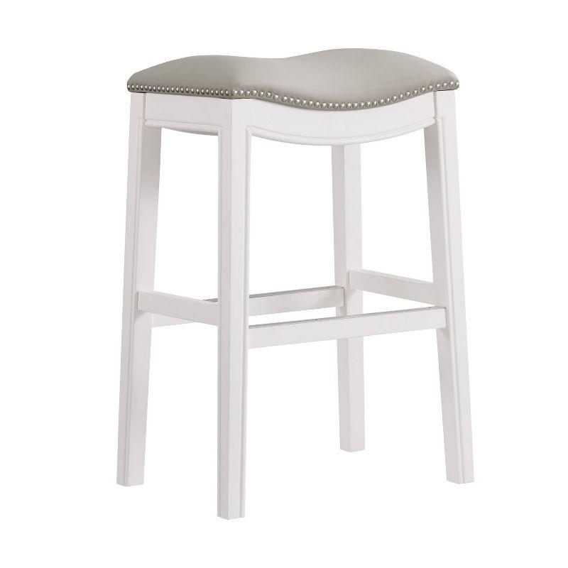 Williston 29'' White Leather Saddle Style Bar Stool