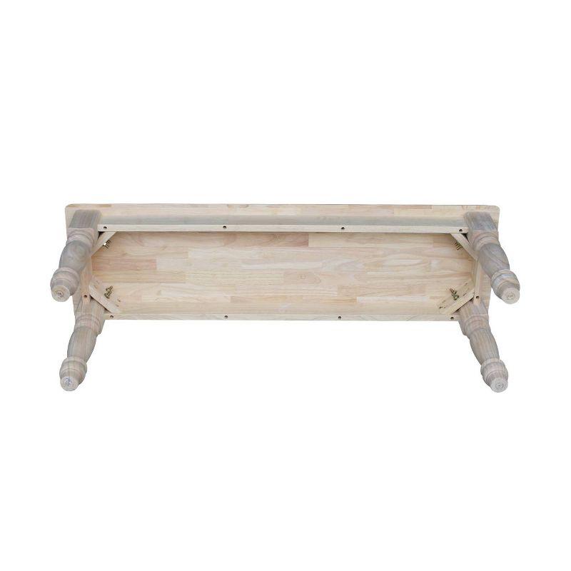 Farmhouse Bench - Unfinished - International Concepts: Hardwood Rectangular Seat for Dining & Bedroom, Seats 2