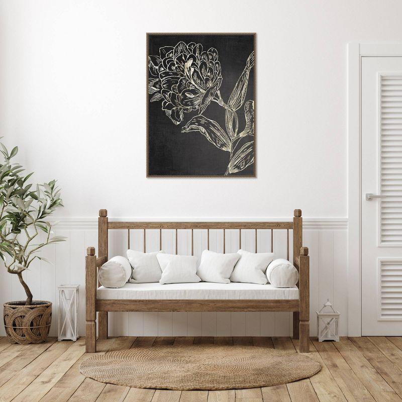 32"x42" Golden Flower Folklore II by Asia Jensen: Amanti Art Canvas, Botanical Sketch Style