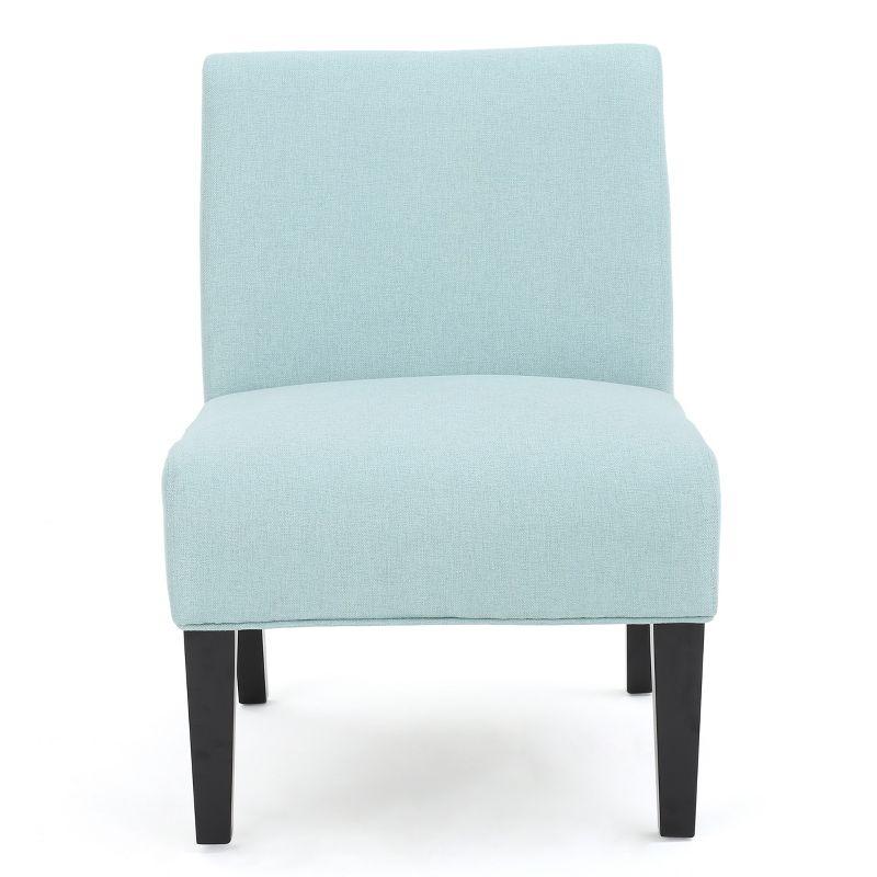 Kassi Accent Chair - Light Blue - Christopher Knight Home: Upholstered Slipper Chair for Living Room, Polyester Fabric, Hardwood Frame