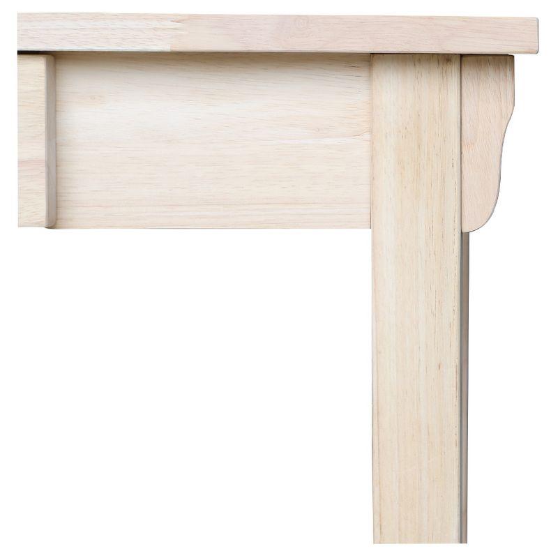 International Concepts Mission Desk with Drawer Unfinished: Mid-Century Modern Hardwood Office Workstation