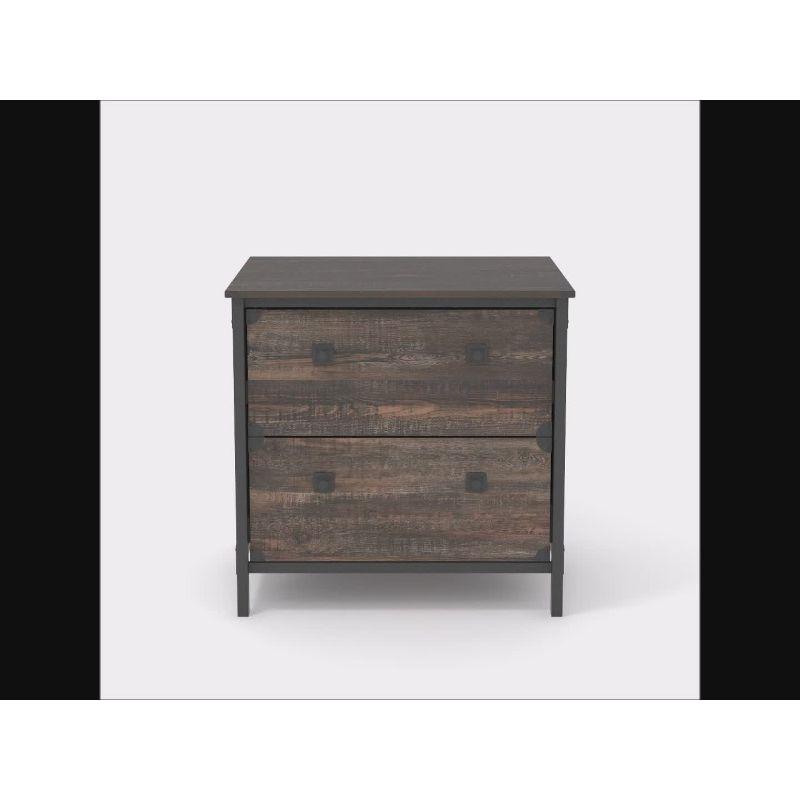 Carbon Oak 2-Drawer Industrial Lateral File Cabinet