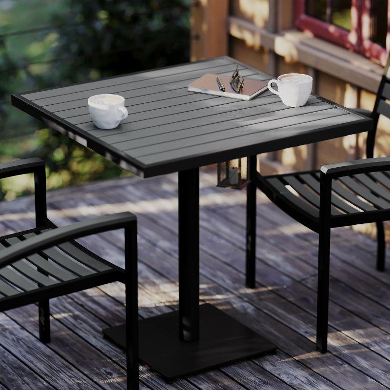 Flash Furniture Lark Outdoor Patio Bistro Dining Table with Faux Gray Wash Teak Poly Slats, 30" Square