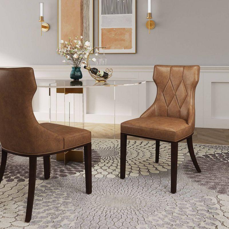 Reine Saddle Faux Leather Wing Back Dining Chair Set