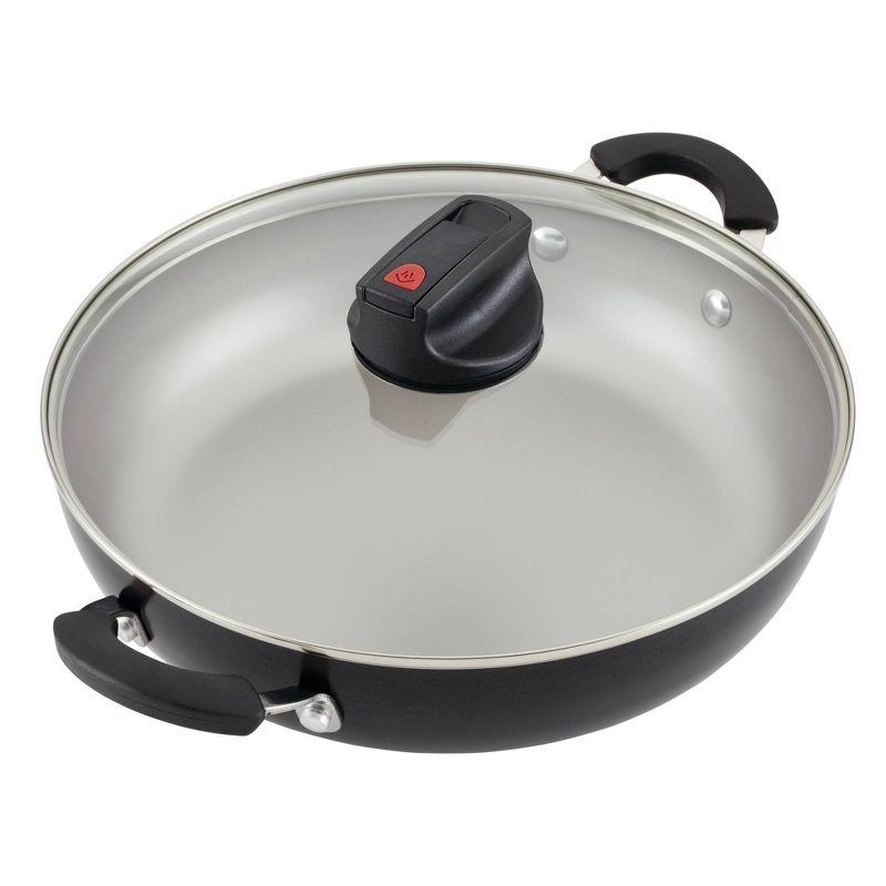 Farberware Smart Control 11.25" Covered Everything Pan with 2 Side Handles Black: Nonstick Saute Pan, Dishwasher-Safe