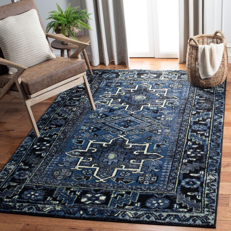 Elysian Blue & Grey Geometric Synthetic Area Rug - 6'7" x 9'