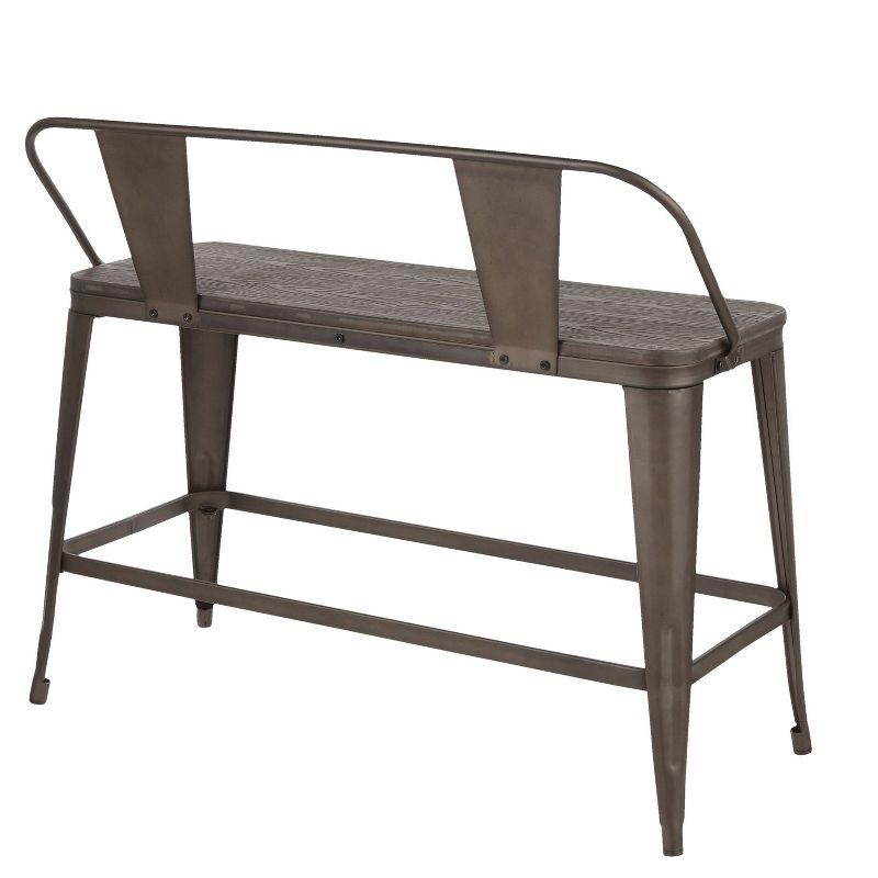 Gray Wood and Steel Rustic Counter Bench