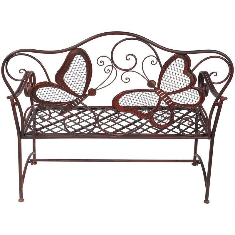 Rustic Bronze Iron Butterfly Garden Bench - 46" Length