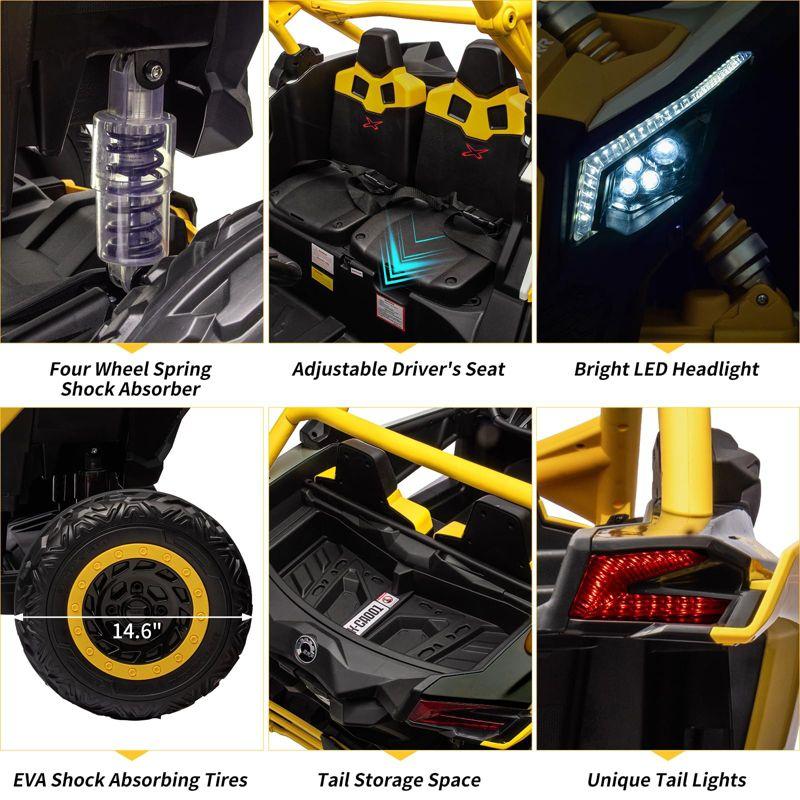 2 Seats Ride on UTV with Remote Control for Kids, 2 * 24V Batteries 4 * 200W Motors Licensed by CAN-AM UTV