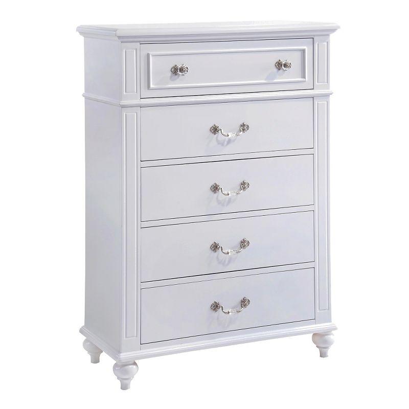 Annie Vertical Dresser White - Picket House Furnishings: 5-Drawer Storage, Crystal Handles, MDF & Rubberwood