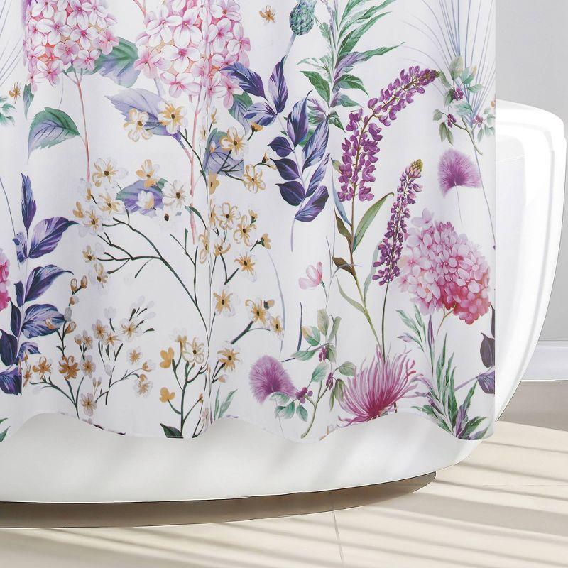 Bloomstruck Shower Curtain - Allure Home Creations: Botanical Microfiber, Machine Washable, No Accessories Included