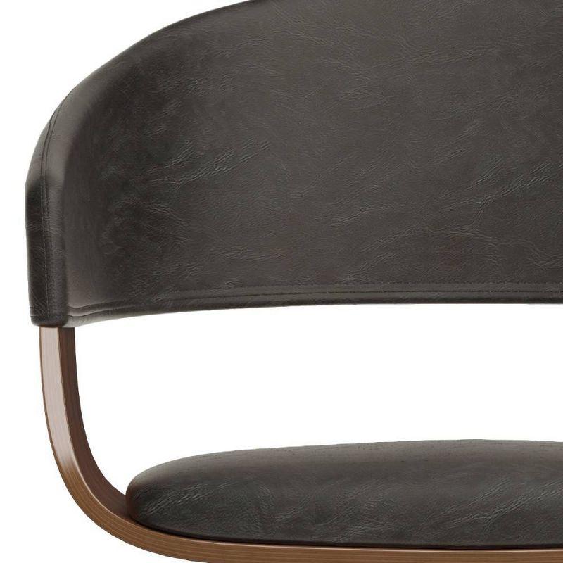 Simpli Home Lowell Bentwood Upholstered Dining Chair with Curved Backrest in Mid-Century Modern Style