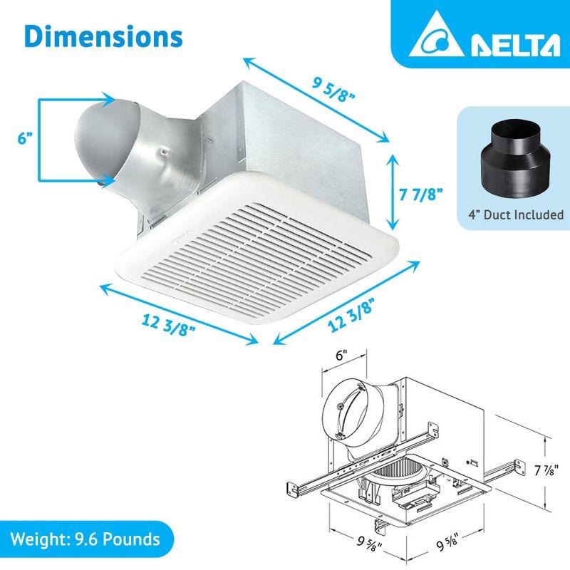 Delta Breez Signature Exhaust Bathroom Fan with Dual Speed, 80/110 CFM, White