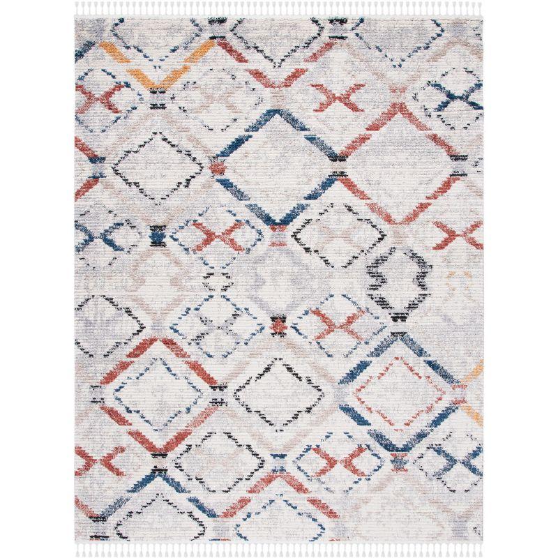 Bohemian Diamond Gray 9' x 12' Hand-Knotted Synthetic Area Rug