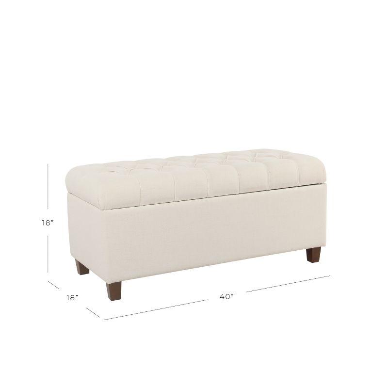 Ainsley Button Tufted Storage Bench Cream - HomePop: Upholstered Ottoman for Family Room