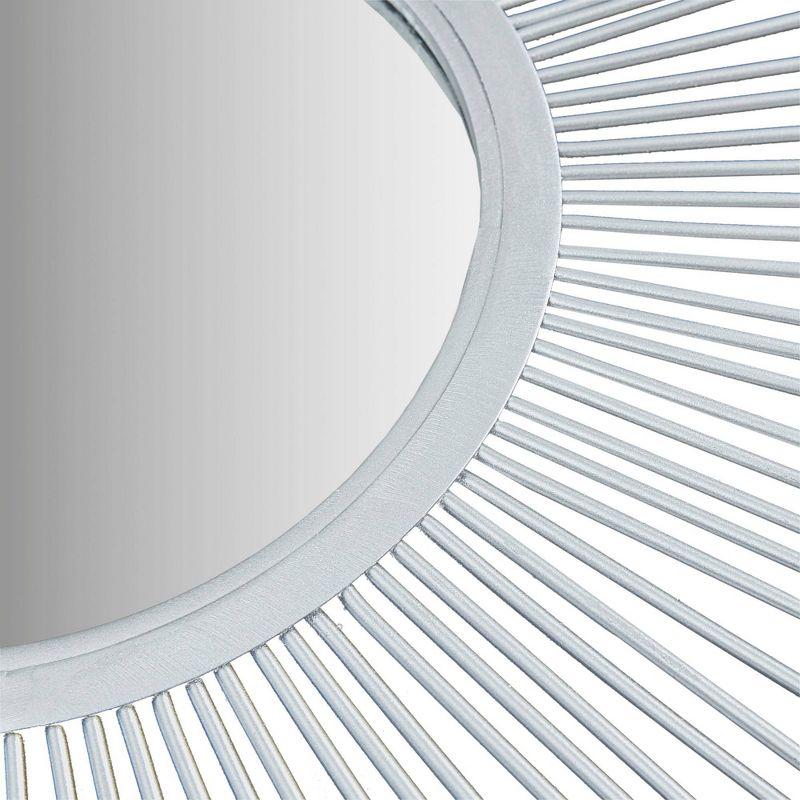 29.5" Round Dia Fiore Sunburst Decorative Wall Mirror Silver - Madison Park: Chic Luxe Metallic Flair