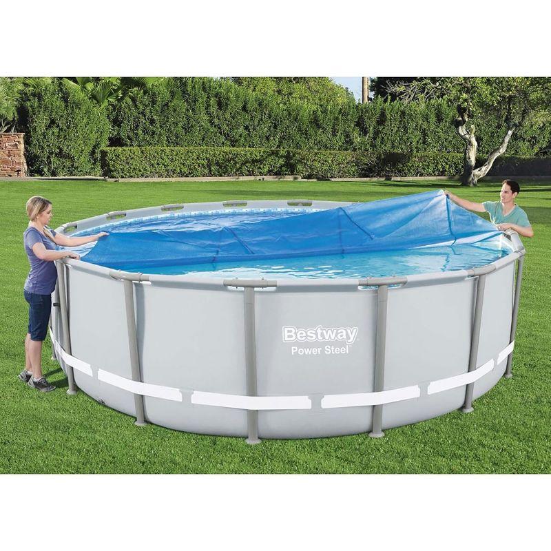 Bestway Flowclear 15 Feet Round Above Ground Solar Pool Cover Only for Pool Water Maintenance of Swimming Pools 16 Feet in Diameter, Blue