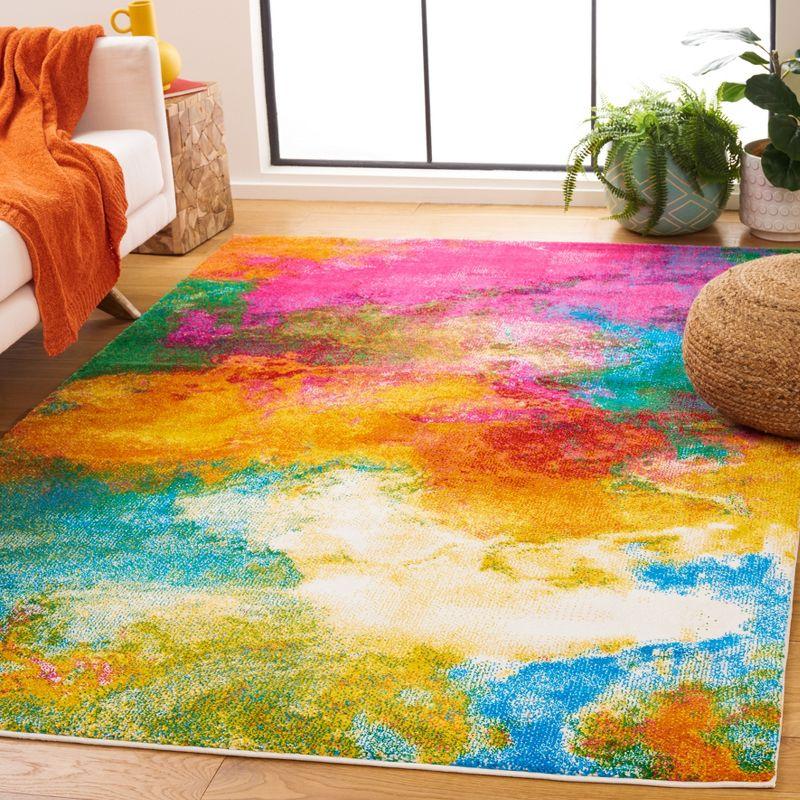 Watercolor WTC619 Power Loomed Area Rug - Orange/Green - 6'7"x9' - Safavieh.