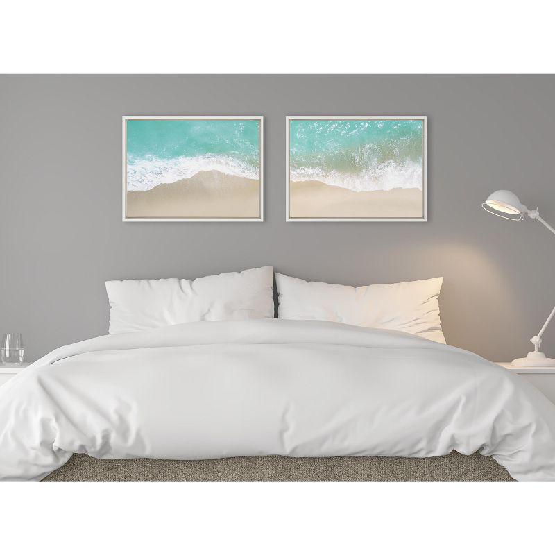 Kate and Laurel Sylvie Ocean Beach Fantasy Left and Right Framed Canvas by The Creative Bunch Studio, 2 Piece 18x24, White